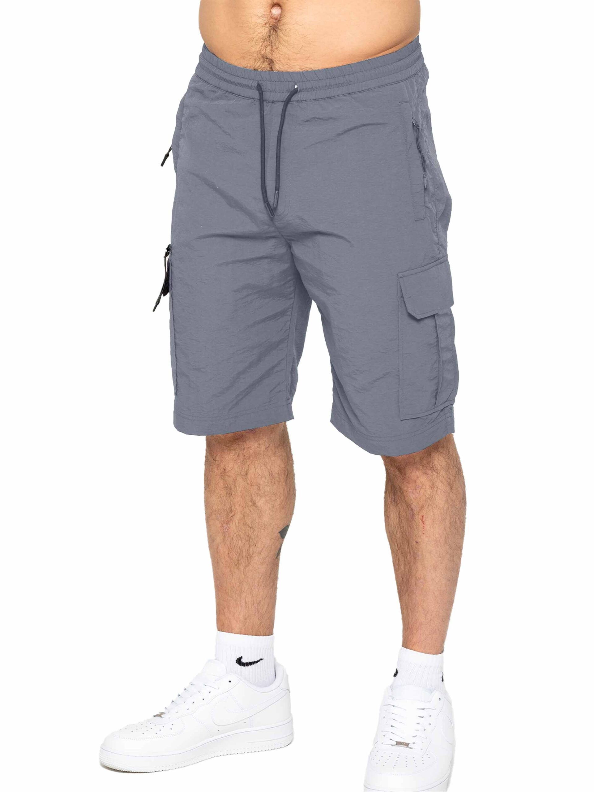 Enzo | Mens Poly Cargo Shorts - Grey / S