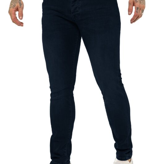 ETO | Mens Designer Basic Hyperstretch Blue Jeans - Navy / 28W / Short (30")