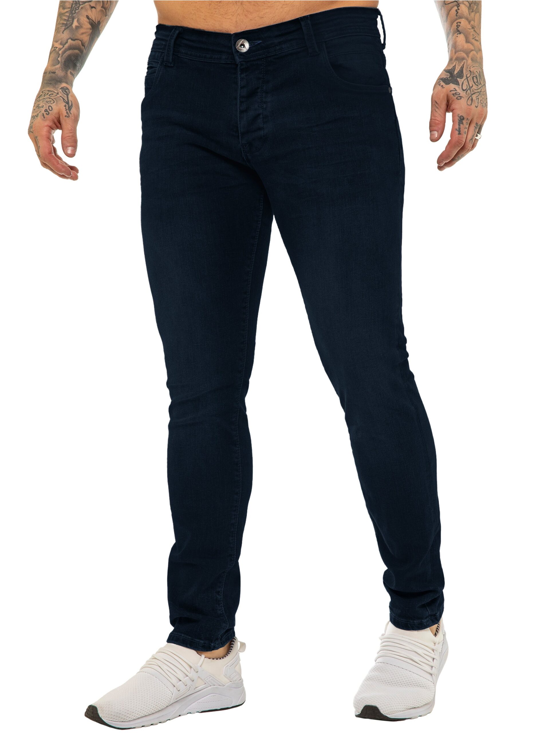 ETO | Mens Designer Basic Hyperstretch Blue Jeans - Navy / 28W / Short (30")