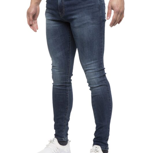 ETO | Mens Designer Slim Skinny Fit Stretch Jeans - Blue / 28W / Short