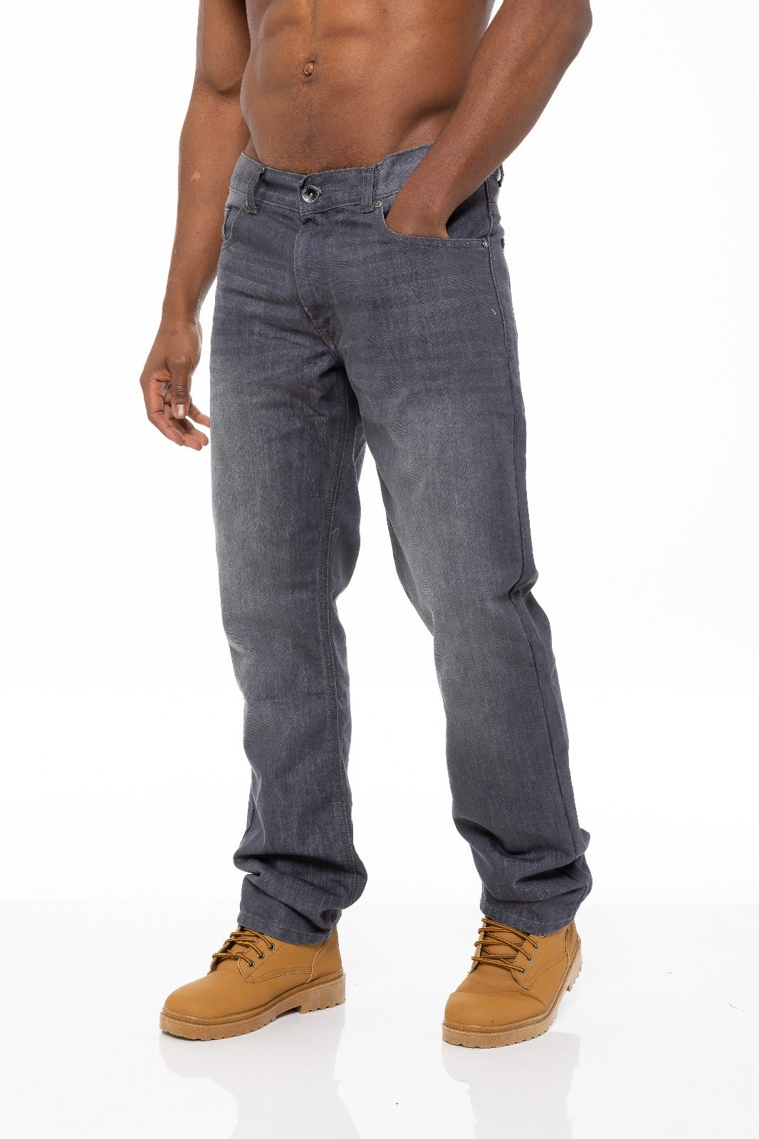Enzo | Mens Regular Straight Leg Jeans - Grey / 28W / Short (30")